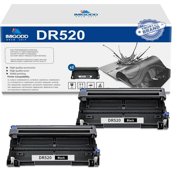 2-Pack DR520 Black Drum Unit Replacement for Brother High Capacity 30,000 Pages with HL-5240 5250DN/DNT 5270DN 5280DW 5350DN/DNLT 5370DW/DWT 5380DN,MFC-8370 8460N 8470DN 8480DN 8660DN 8670DN Printer