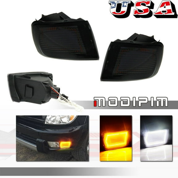 2 Pack DRL Turn Signal LED Light Replacement for 2003-2005 for Toyota 4Runner Smoked -