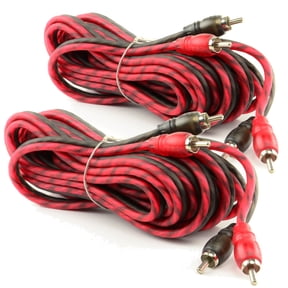 2 Pack DS18 20 ft 2 Channel Shielded Twisted Interconnect RCA Cables RCA20FT