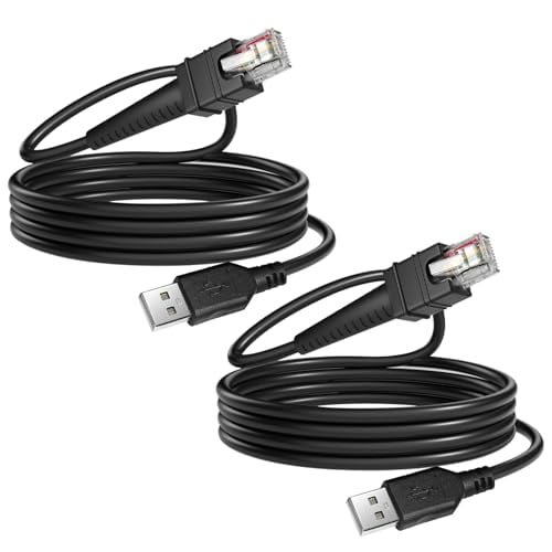 2-Pack DS3678 CBA-U46-S07ZAR Shielded USB Cable for Zebra Symbol DS3608 DS3678 DS8108 DS8178 LI3608 LI3678 DS3600-KD Handheld Barcode Scanner USB-A Connector 7ft-30C DC 5V$$Office