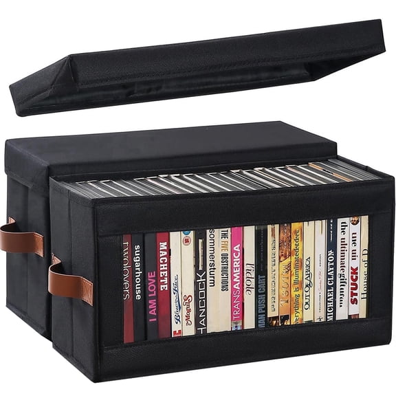 Aokeyee 2 Pack DVD Rack with Visible Window Hard Shell CD Holder Organizer with Handles Holds up to 52 Cases, CD Case for Car
