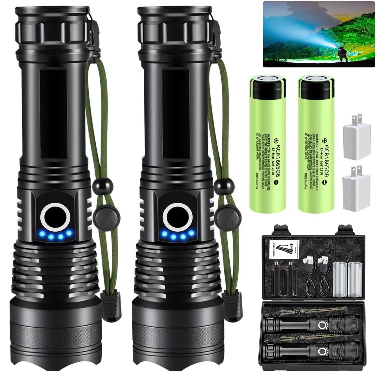 [2 Pack] DXIMRX 120000 Lumens Rechargeable Flashlights, Super Bright  Flashlight with 5 Modes and Zoomable, IPX7 Waterproof, Usb LED Flashlight  for ...