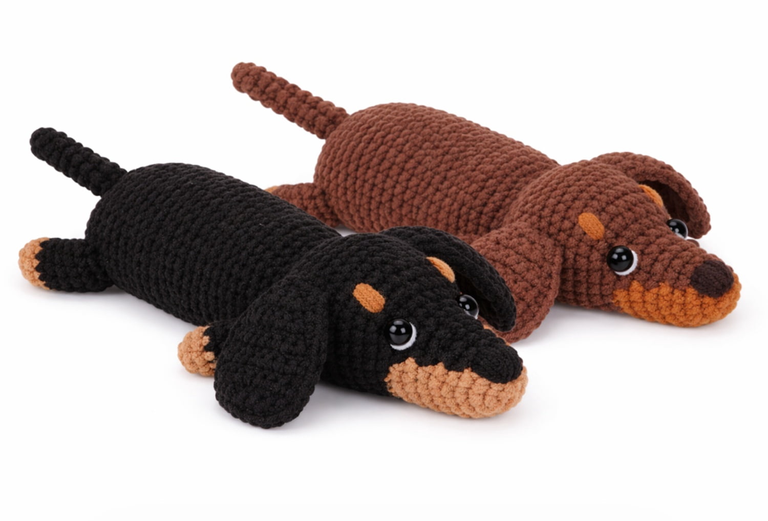 2 Pack Dachshund Crochet Kit for Beginners, Dog Amigurumi Starter Set with Step by Step Video Tutorials, TIKA