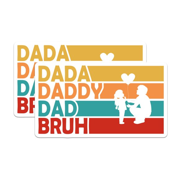 (2 Pack) Dad Dada Daddy Bruh Magnets - Fathers Day Phrase - Daddy Daughter Decoration - 5" On Longest Side - Sticks to Smooth Flat Surfaces - Made in USA