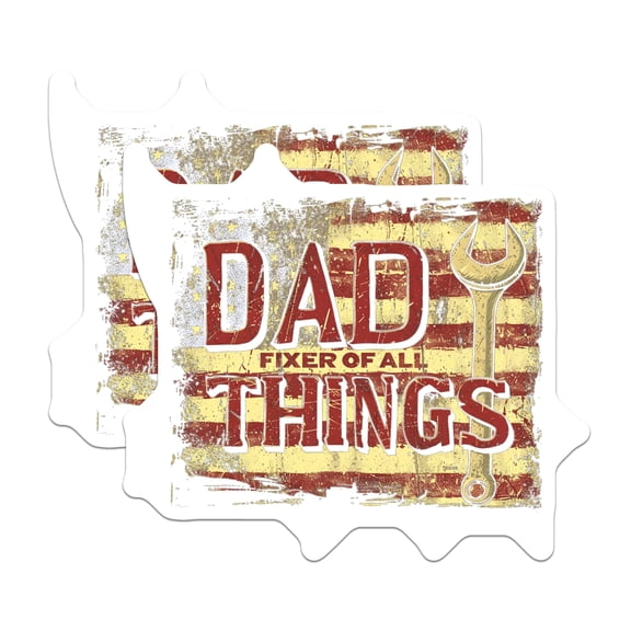 (2 Pack) Dad Fixer of All Things Magnets - Funny Dad Magnets - Father's Day Magnets - DIY Dad Magnets - 5" On Longest Side - for Cars, Refrigerators, Toolboxes, Lockers - Made in USA BMCS3055