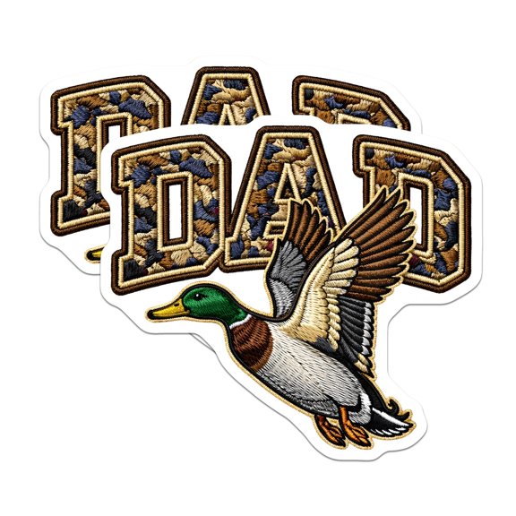 (2 Pack) Dad Mallard Duck Stickers - Hunter Father Decals - Outdoorsman Aviary Art - 5 Inches On Longest Side - Thick Durable Magnet - Made in USA