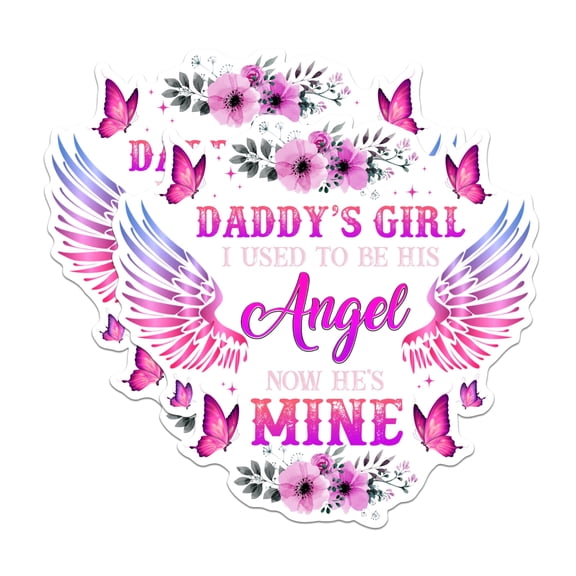 (2 Pack) Daddy's Girl Magnets - I Used to Be His Angel Magnets - Now He's Mine Magnets- 5" On Longest Side - for Fridges, Toolboxes, Cars - Made in USA - MAG3027