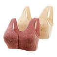 thumbnail image 1 of 2 Pack Daisy Bra for Older Women, Ladies Plus Size Convenient Front Closure Wirefree Soft Cotton Everyday Bras, 1 of 7