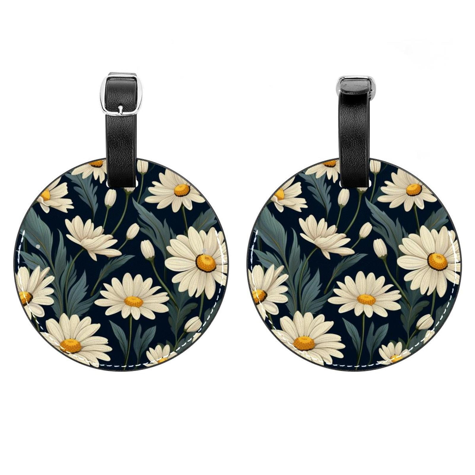 2 Pack Daisy Luggage Tag with Name ID Card Perfect to Quickly Spot