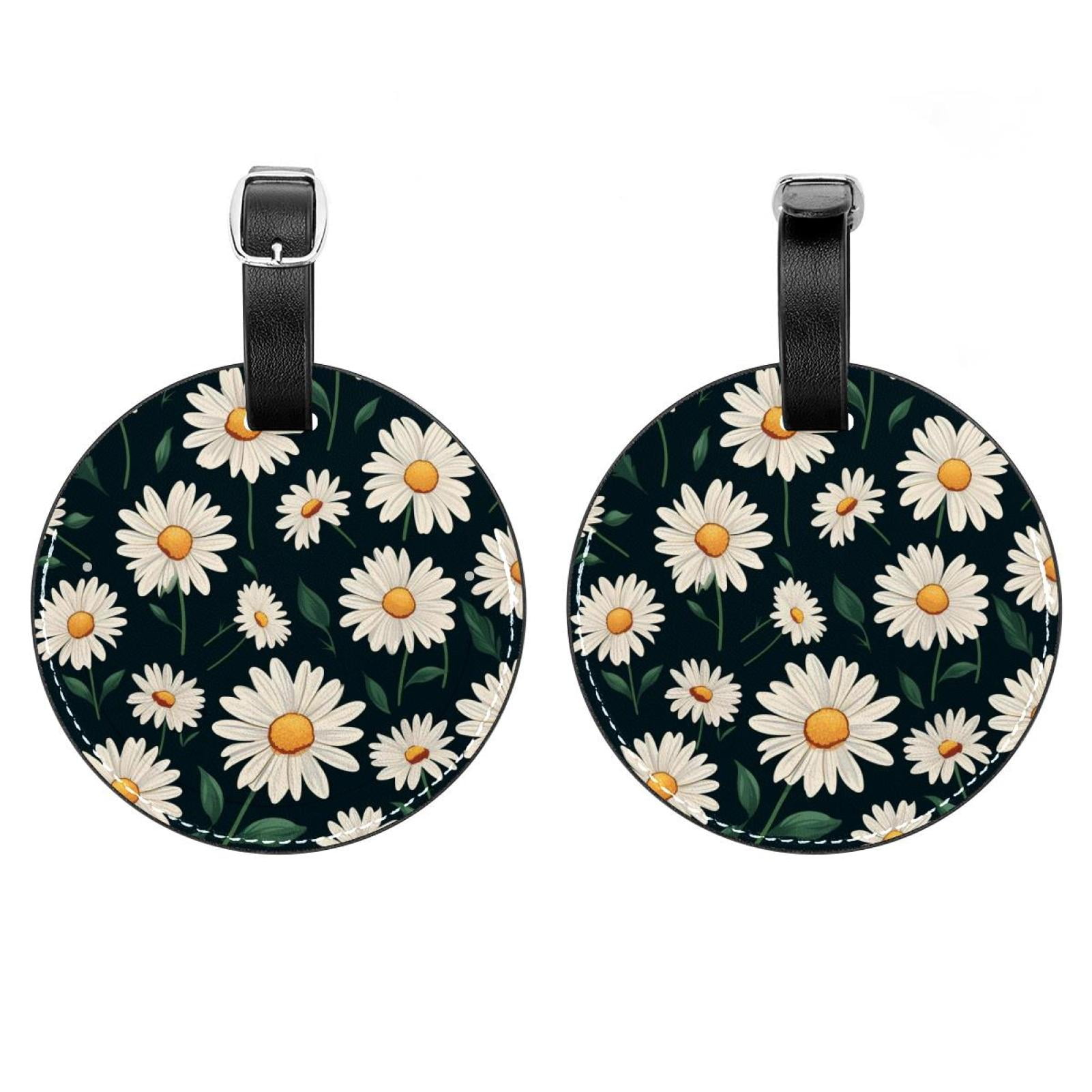 2 Pack Daisy Luggage Tag with Name ID Card Perfect to Quickly Spot