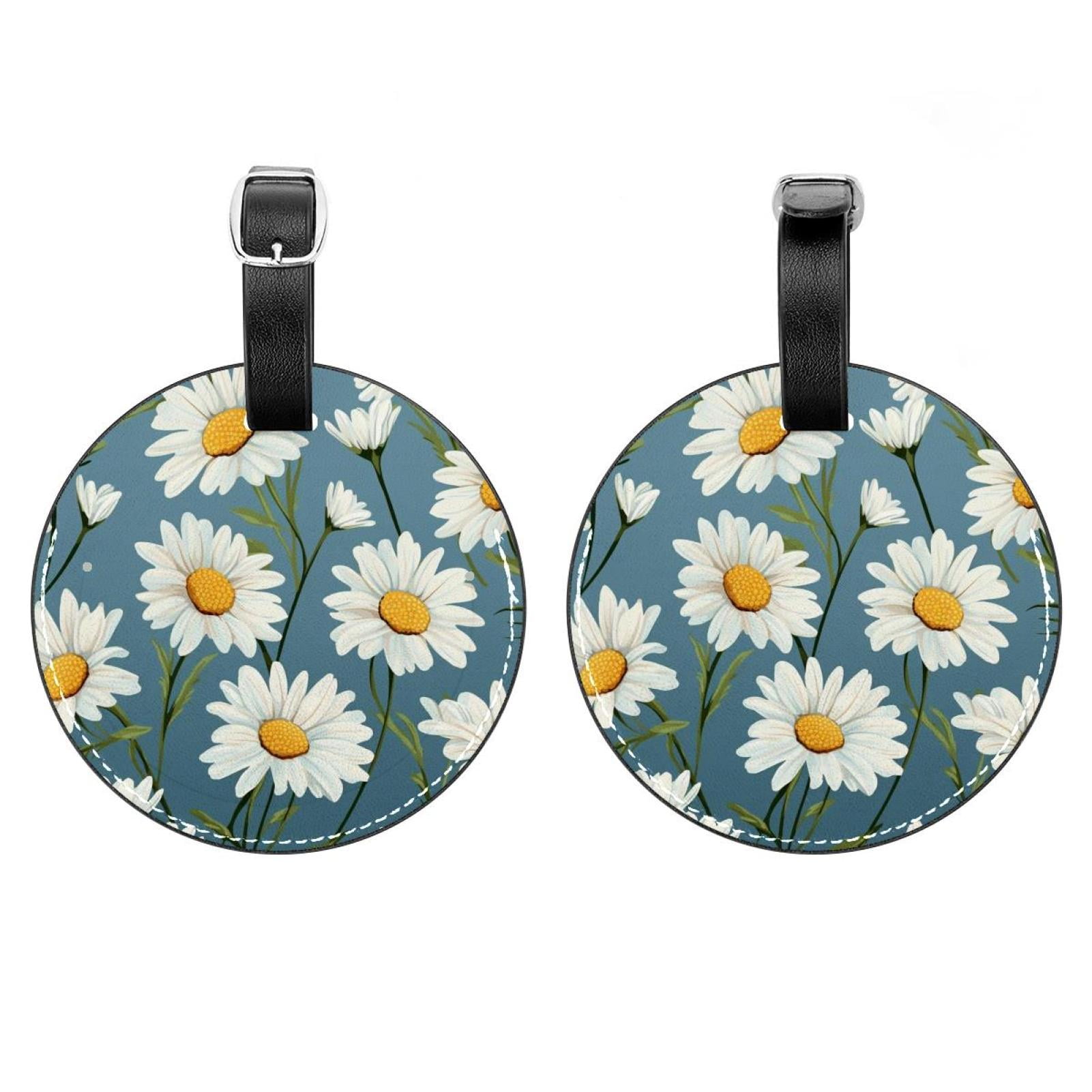 2 Pack Daisy Luggage Tag with Name ID Card Perfect to Quickly Spot
