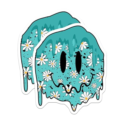 (2 Pack) Daisy Smile Dripping Magnets Magnets - Cute Floral Smiley - Fun Fridge Decor - 5" On Longest Side - Made in USA - Sticks to Refrigerators & Metal Surfaces - MAG9217