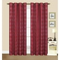 thumbnail image 1 of 2 Pack Dana Burgundy Faux Silk 55"x84" Decorative Window Curtain Panel with Geometric Embroidery Design in White/Silver and Grommets, 1 of 2
