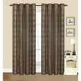 thumbnail image 1 of 2 Pack Dana Chocolate Faux Silk 55"x84" Decorative Window Curtain Panel with Geometric Embroidery Design in White/Silver and Grommets, 1 of 2