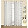 thumbnail image 1 of 2 Pack Dana White Faux Silk 55"x84" Decorative Window Curtain Panel with Geometric Embroidery Design in Taupe/Silver and Grommets, 1 of 1