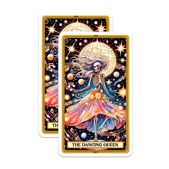 (2 Pack) Dancing Skeleton Disco Magnets - Tarot Card Dancing Queen - Quirky Music Lover Decor - 5 Inches On Longest Side - Thick Durable Magnet - Made in USA - MAG26332