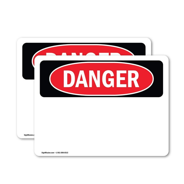 (2 Pack) Danger Blank Write-On OSHA Danger Sign 24 Inch X 18 Inch Vinyl Label Decal Sticker Weather Resistant, UV Protected for Workplace, Business, and Construction Site, Made in the