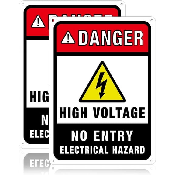 2 Pack Danger High Voltage No Entry Electrical Hazard Warning Signs 7x10 inches 30 Mil Aluminum Security Warning Signs for Outdoor or Electrical Rooms UV Protected and Waterproof Colorful