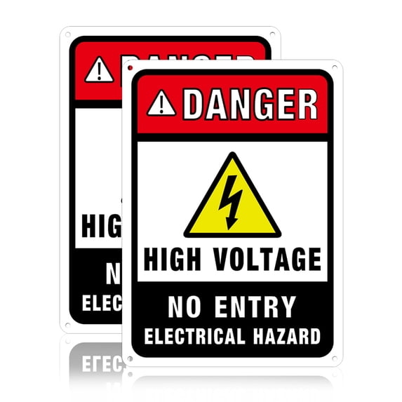 2 Pack Danger High Voltage No Entry Electrical Hazard Warning Signs 7x10 inches 30 Mil Aluminum Security Warning Signs