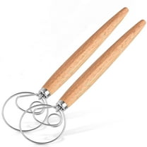 2-Pack Danish Dough Whisk,13.5” Dough Whisk Stainless Steel Dutch Style Bread Whisk Wooden Handle Danish Whisk for Bread,Batter,Cake,Pastry