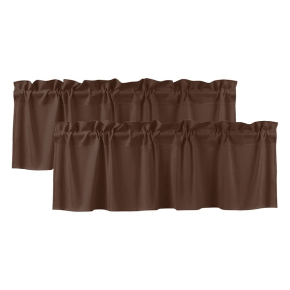 2 Pack Dark Brown Valance for Window Brown Solid Color Background Autumnal Dark Academia Kitchen Valance Rod Pocket Short Curtain Topper Decorative Window Treatment for Living Room Bedroom 42"x12"