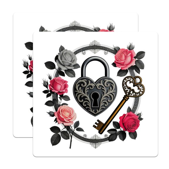 (2 Pack) Dark Romance Rose Magnets - Gothic Heart Lock Key Decor - Victorian Aesthetic Fridge Art - Unique Love Token - 5" - Durable Magnet - Made in USA