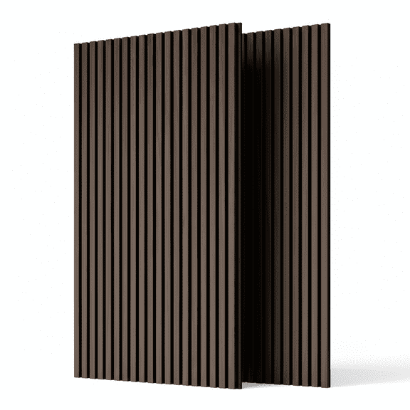 2-Pack Dark Walnut Wood Slat Wall Panels, 45.27"x23.62" 3D Acoustic Panels for Wall & Ceiling, Fluted Sound Absorbing Design