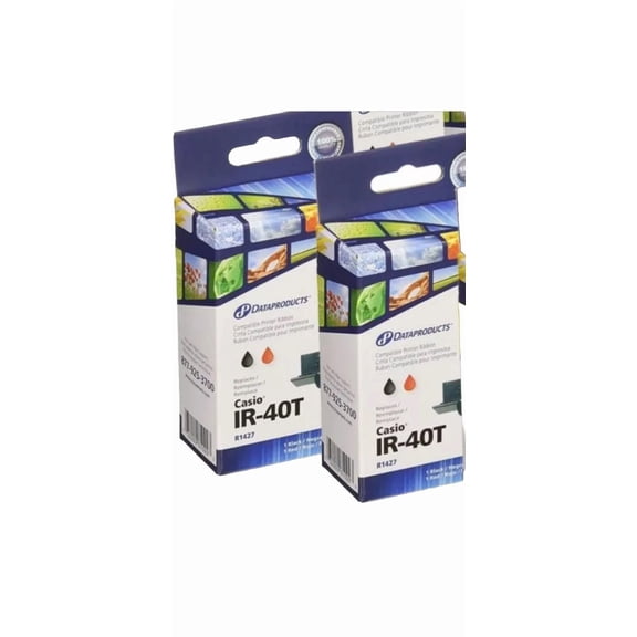 2 Pack Dataproducts Typewriter Ribbon R1427. Replaces Casio Ir-40T. Black, Red