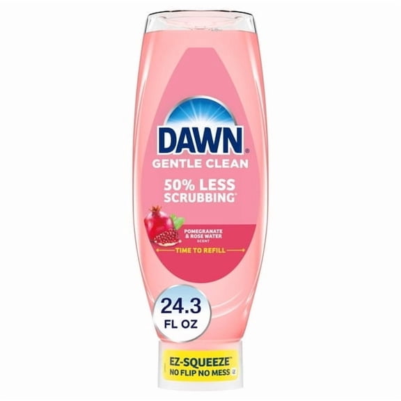 2 Pack Dawn Gentle Clean EZ-Squeeze Dish Soap, Dishwashing Liquid, Pomegranate & Rose Water, 24.3oz