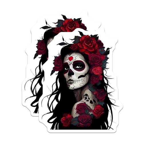(2 Pack) Day of The Dead Skull Magnets Magnets - 5" On Longest Side - Made in USA - Sticks to Refrigerators & Metal Surfaces - MAG9204