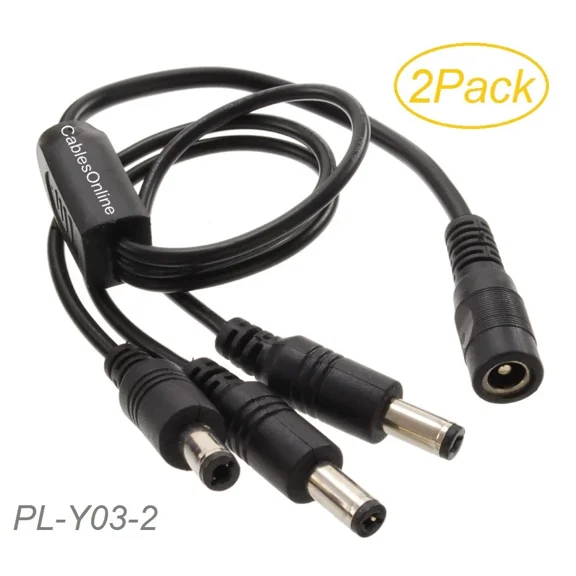 2-Pack Dc Power Splitter Cable 1-Female/3-Male For Security Cameras & More