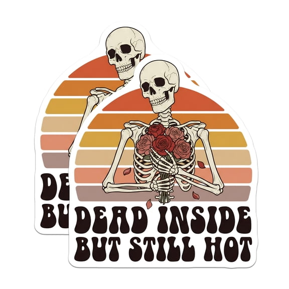 (2 Pack) Dead Inside Magnet - Still Hot Magnets - Funny Skeleton Refrigerator Magnets - 5" On Longest Side - Premium Magnet - for Cars, Refrigerators, Toolboxes, Lockers - Made in USA - MAG14108
