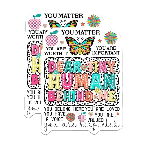 (2 Pack) Dear Tiny Human Behind Me Magnets Magnets - Inspirational Quotes - Motivational Decor - 5" On Longest Side - Made in USA - Sticks to Refrigerators & Metal Surfaces - MAG9108