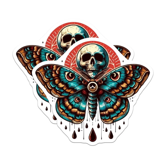(2 Pack) Death Head Moth Magnets - Skull Gothic Home Decor - Halloween Refrigerator - 5" On Longest Side - Sticks to Smooth Flat Surfaces - Made in USA