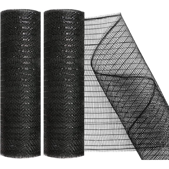 2 Pack Deco Mesh 10 Inch x 30 Feet Decor Mesh Ribbon with Metallic Foil Deco Mesh Wreath Supplies Ribbon Mesh Roll for Spring Wreaths, Craft, Party Decoration