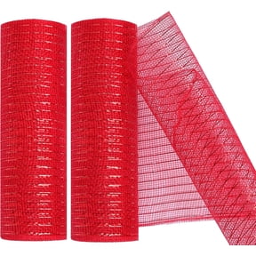 2 Pack Deco Mesh 10 Inch x 30 Feet Decor Mesh Ribbon with Metallic Foil Deco Mesh Wreath Supplies Ribbon Mesh Roll for Spring Wreaths, Craft, Party Decoration