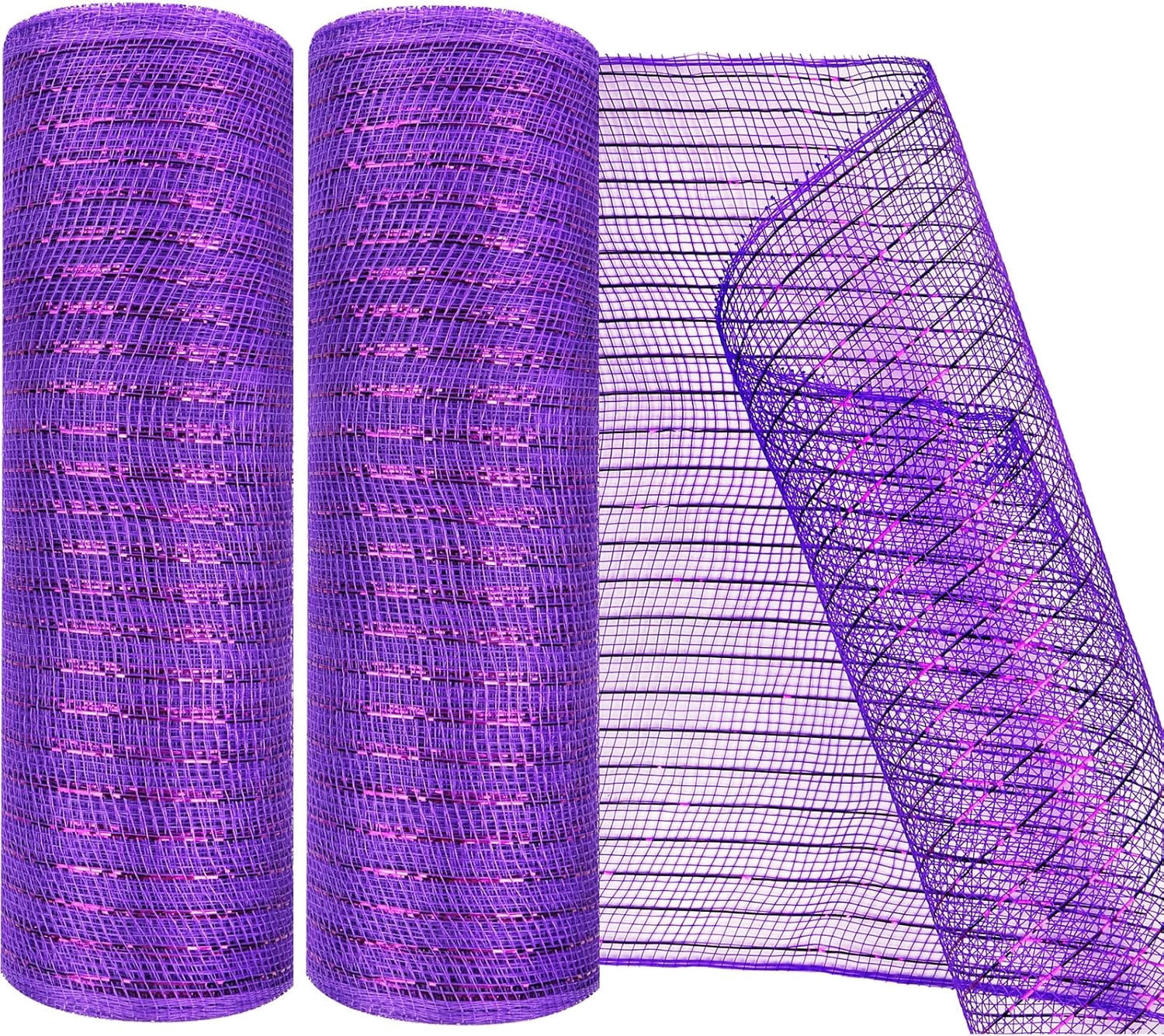 2 Pack Deco Mesh 10 Inch x 30 Feet Decor Mesh Ribbon with Metallic Foil ...