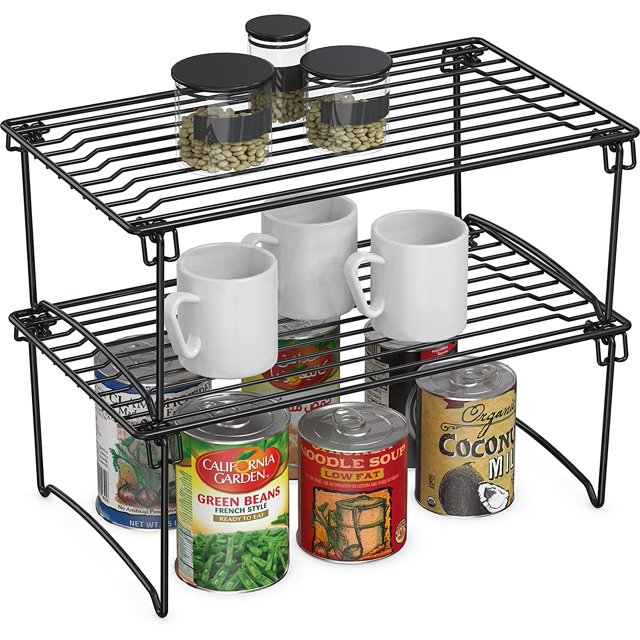 2 Pack DecoBros Stackable Kitchen Organizer, Black