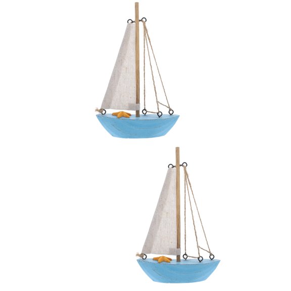 2 Pack Decor Beachy Boat Model Mediterranean Sailboat Nautical Office