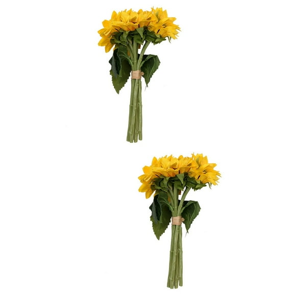 2 Pack Decor Simulated Sunflower Centerpiece Bridal Bouquets Wedding Bride