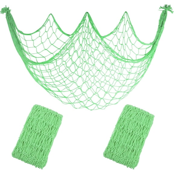 2 Pack Decoractive Fishing Net 80x40 Inch, 3mm Thickness Caramel Natural Cotton Large Picture Wall Hanging Fish Net, Party Decorations Fishnet for Tropical Nautical Pirate Beach Mermaid Themed Party