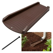 2-Pack Decorative Downspout Brown Block Rain Gutter Drain Extender, 2-Pack with Stakes, (301112-2PK-STAKES)