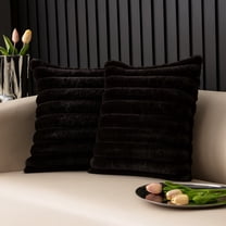 2-Pack Decorative Throw Pillow Covers with Plush Textured Stripe Design, Soft Cozy Cushion Covers for Sofa Couch Bed Home Decor (Cover Only)