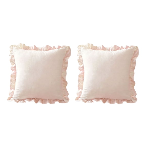 2 Pack Decorative Throw Pillow Shams Covers with Ruffled Trim, Washed ...