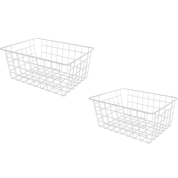 2 Pack Deep Freezer Organizer Bins Stackable Wire Basket for Organizing Metal Wire Storage Baskets for Pantry, Freezer Baskets for Chest Freezer, Upright Freezer