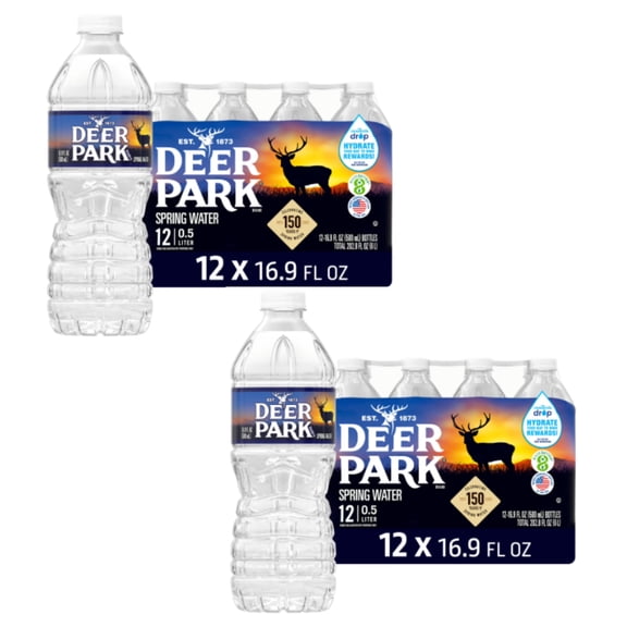 (2 Pack) Deer Park Spring Water, 16.9 Fl Oz, 12-Pack Plastic Bottles