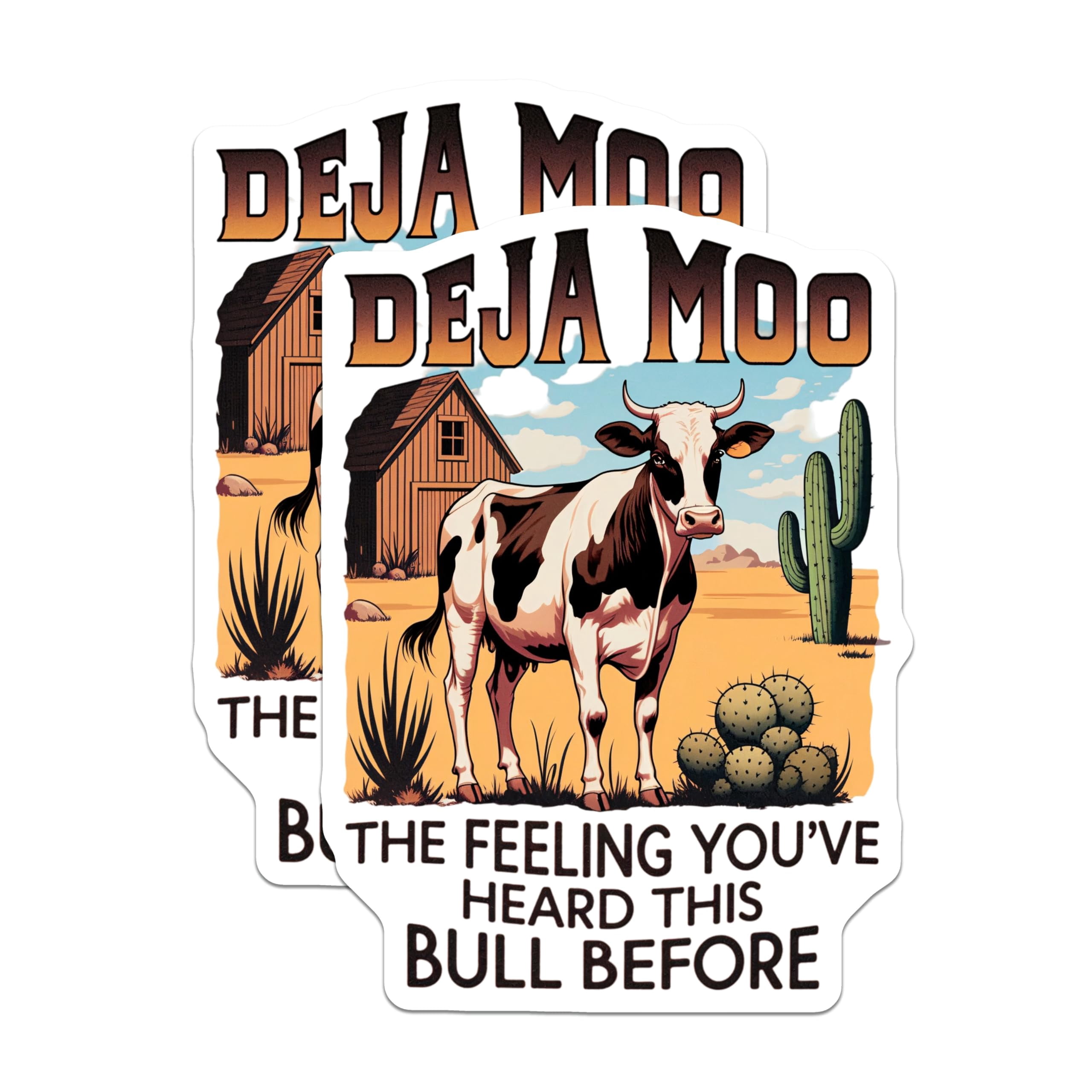 (2 Pack) Deja Moo Cow Stickers - Funny Pun - Western Ranch Humor - 5 ...