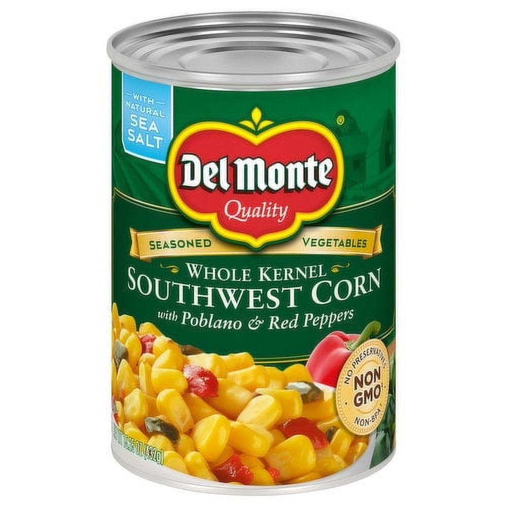 2 Pack - Del Monte Corn Whole Kernel Southwest With Poblano \u0026 Red Peppers 15.25 oz Package May Vary