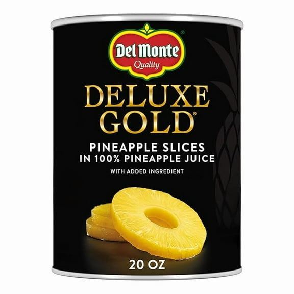 2-Pack Del Monte Deluxe Gold Pineapple Slices in 100% Pineapple Juice, 20 oz Can, Canned Fruit