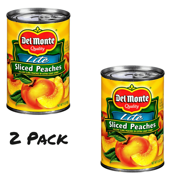 ( 2 Pack ) Del Monte Lite Yellow Cling Sliced Peaches, Canned Fruit, 15 oz Can